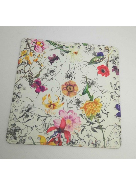 Çanta Aksesuar 20 Cm  Çiçek Desenli Kare Plaka, Taban