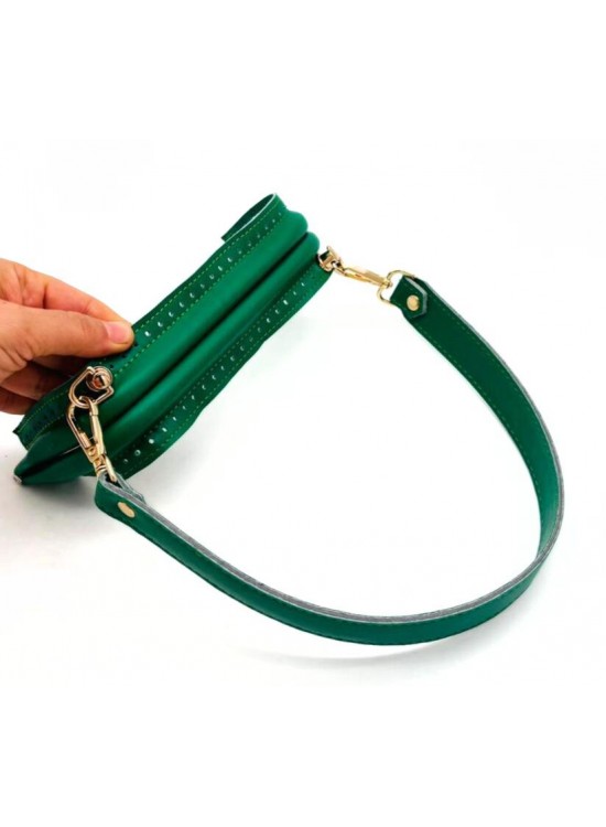 Çanta Aksesuar 20 cm Suni Derili  Yeşil Renk Gizli Çanta Bursu Deri Kulplu
