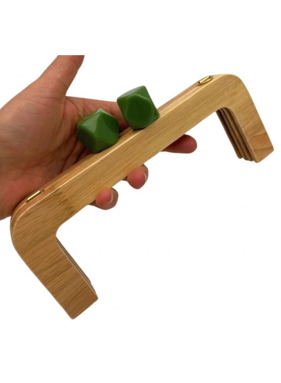 Çanta Aksesuar 20 Cm Yeşil  Başlıklı Ahşap Burs