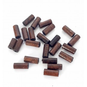 Çanta Aksesuar 20 Mm 10 Adet Koyu Renk Ahşap Silindir Boncuk