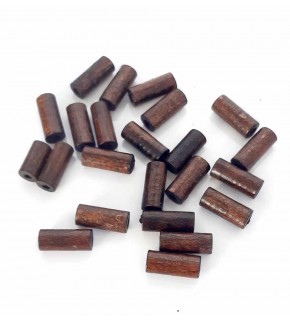 Çanta Aksesuar 20 Mm 10 Adet Koyu Renk Ahşap Silindir Boncuk