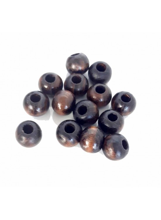 Çanta Aksesuar 20 Mm 10 Adet Koyu Renk Ahşap Yuvarlak Boncuk