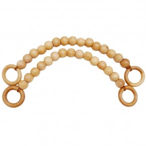 Çanta Aksesuar 20 mm Ahşap Boncuklu 37 cm Açık Ahşap Renk Çanta Sapı