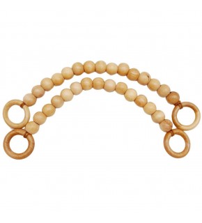 Çanta Aksesuar 20 mm Ahşap Boncuklu 37 cm Açık Ahşap Renk Çanta Sapı