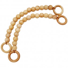 Çanta Aksesuar 20 mm Ahşap Boncuklu 37 cm Açık Ahşap Renk Çanta Sapı