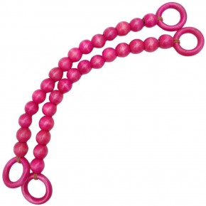 Çanta Aksesuar 20 mm Ahşap Boncuklu 37 cm Fuşya Renk Çanta Sapı