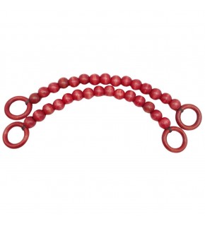 Çanta Aksesuar 20 mm Ahşap Boncuklu 37 cm Kırmızı Renk Çanta Sapı