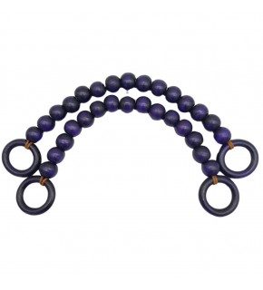 Çanta Aksesuar 20 mm Ahşap Boncuklu 37 cm Mor Renk Çanta Sapı