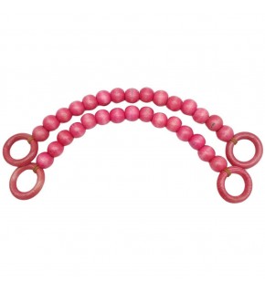 Çanta Aksesuar 20 mm Ahşap Boncuklu 37 cm Pembe Renk Çanta Sapı