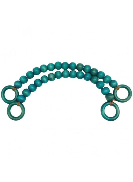 Çanta Aksesuar 20 mm Ahşap Boncuklu 37 cm Turkuaz Renk Çanta Sapı