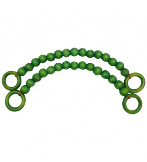 Çanta Aksesuar 20 mm Ahşap Boncuklu 37 cm Yeşil Renk Çanta Sapı