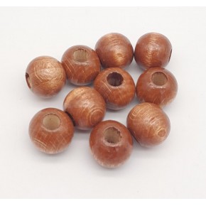 Çanta Aksesuar 20 mm Ahşap Yuvarlak Boncuk Taba Renk 10 Adet