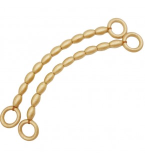 Çanta Aksesuar 20 mm Oval Ahşap Boncuklu 40 cm Gold Renk Çanta Sapı
