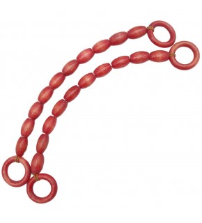 Çanta Aksesuar 20 mm Oval Ahşap Boncuklu 40 cm Kırmızı Renk Çanta Sapı