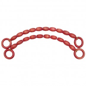 Çanta Aksesuar 20 mm Oval Ahşap Boncuklu 40 cm Kırmızı Renk Çanta Sapı