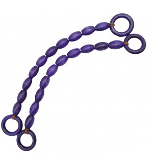 Çanta Aksesuar 20 mm Oval Ahşap Boncuklu 40 cm Mor Renk Çanta Sapı