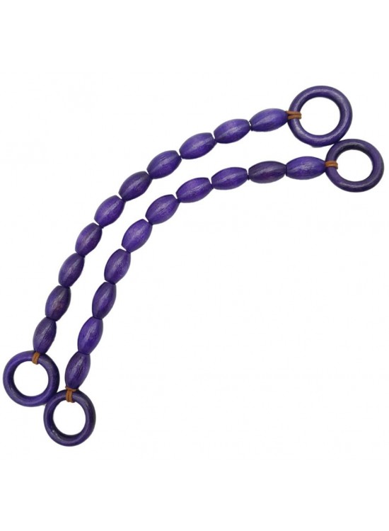 Çanta Aksesuar 20 mm Oval Ahşap Boncuklu 40 cm Mor Renk Çanta Sapı