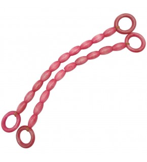 Çanta Aksesuar 20 mm Oval Ahşap Boncuklu 40 cm Pembe Renk Çanta Sapı