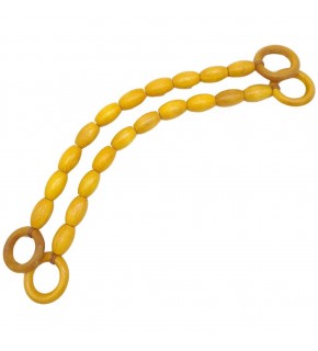 Çanta Aksesuar 20 mm Oval Ahşap Boncuklu 40 cm Sarı Renk Çanta Sapı
