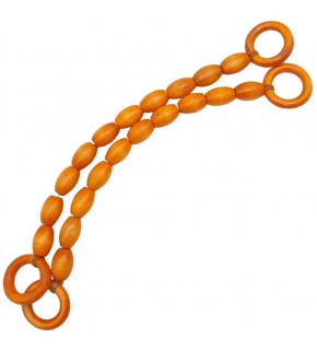 Çanta Aksesuar 20 mm Oval Ahşap Boncuklu 40 cm Turuncu Renk Çanta Sapı