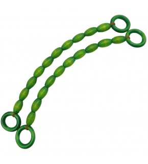 Çanta Aksesuar 20 mm Oval Ahşap Boncuklu 40 cm Yeşil Renk Çanta Sapı