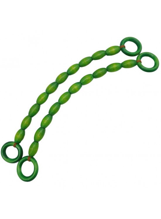 Çanta Aksesuar 20 mm Oval Ahşap Boncuklu 40 cm Yeşil Renk Çanta Sapı