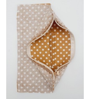 Çanta Aksesuar 20X30 Cm Dikilmiş Fermuarlı Astar Hardal Sarı Puantiyeli