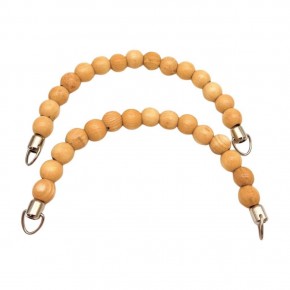 Çanta Aksesuar 21 Cm Açık Renk Ahşap Boncuklu Çift Çanta Sapı (Gümüş Metalli)