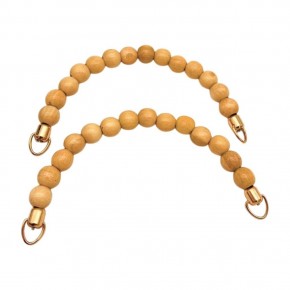 Çanta Aksesuar 21 Cm Açık Renk Ahşap Boncuklu Çift Çanta Sapı (Light Gold Metalli)