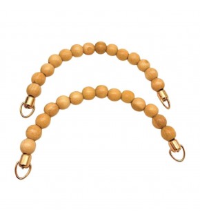Çanta Aksesuar 21 Cm Açık Renk Ahşap Boncuklu Çift Çanta Sapı (Light Gold Metalli)