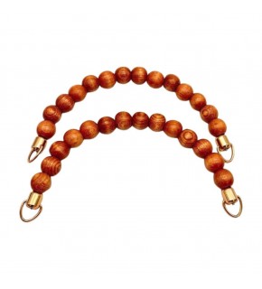 Çanta Aksesuar 21 Cm Taba Renk Ahşap Boncuklu Çift Çanta Sapı (Light Gold Metalli)