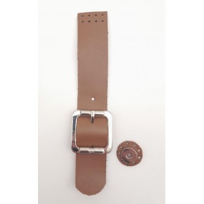 Çanta Aksesuar 21x3.5 cm Sütlü Kahve Renk Gerçek Deri Düz Çanta Kapağı Gümüş Metalli