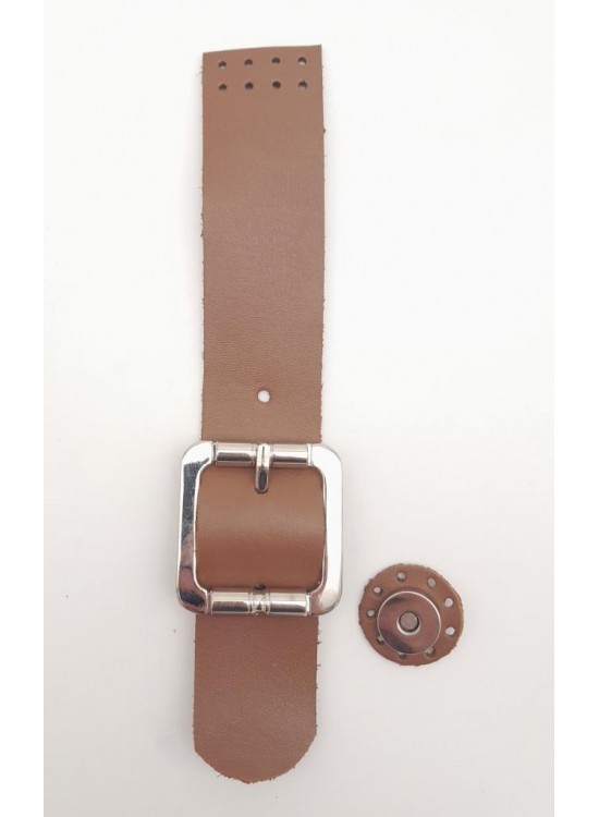 Çanta Aksesuar 21x3.5 cm Sütlü Kahve Renk Gerçek Deri Düz Çanta Kapağı Gümüş Metalli