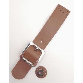 Çanta Aksesuar 21x3.5 cm Sütlü Kahve Renk Gerçek Deri Düz Çanta Kapağı Gümüş Metalli