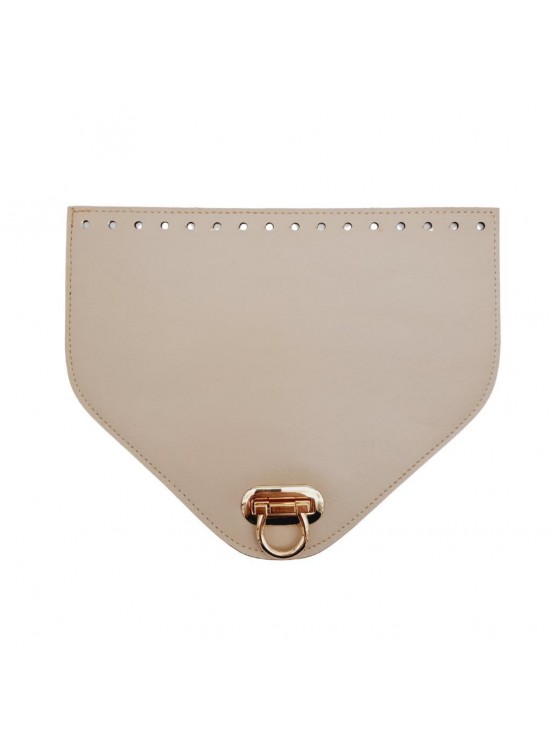 Çanta Aksesuar 22.5x18 cm Suni Deri Bej Renk Kapak Light Gold Metalli