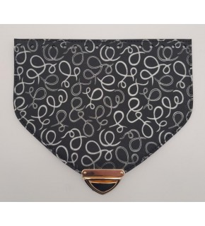 Çanta Aksesuar 22.5x18 cm Suni Deri Desenli Siyah Renk Kapak Light Gold Metalli