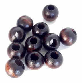 Çanta Aksesuar 22 Mm 10 Adet Ahşap Yuvarlak Boncuk Koyu Renk