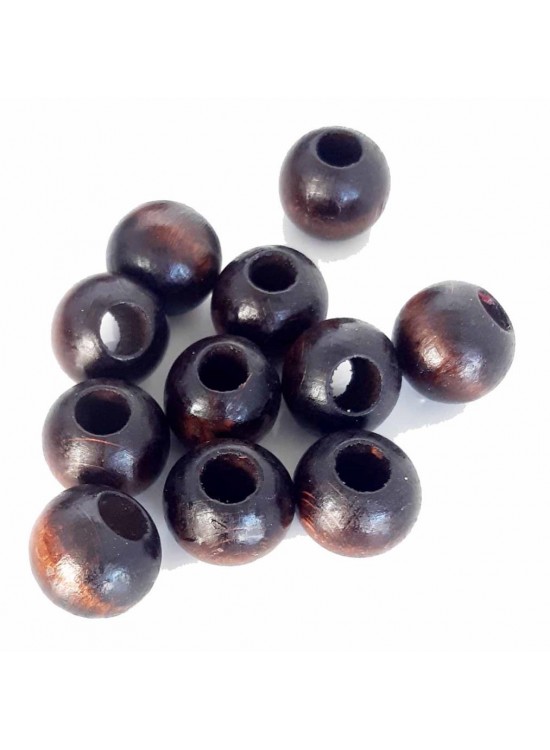 Çanta Aksesuar 22 Mm 10 Adet Ahşap Yuvarlak Boncuk Koyu Renk