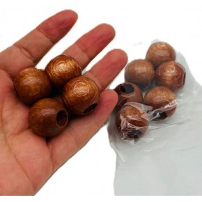 Çanta Aksesuar 22 mm Ahşap Yuvarlak Boncuk Taba Renk 10 Adet