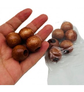 Çanta Aksesuar 22 mm Ahşap Yuvarlak Boncuk Taba Renk 10 Adet