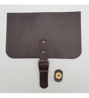 Çanta Aksesuar 22x24 cm Gerçek Deri Koyu Kahverengi Çanta Kapağı Antik Metalli