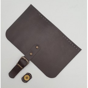 Çanta Aksesuar 22x24 cm Gerçek Deri Koyu Kahverengi Çanta Kapağı Antik Metalli