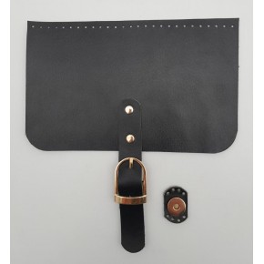 Çanta Aksesuar 22x24 cm Gerçek Deri Siyah Renk Çanta Kapağı Light Gold Metalli