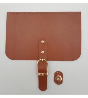 Çanta Aksesuar 22x24 cm Gerçek Deri Taba Renk Çanta Kapağı Light Gold Metalli