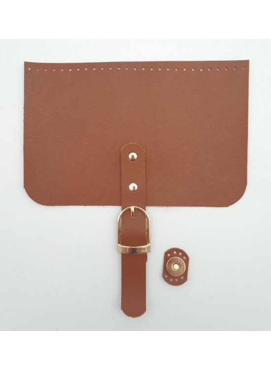 Çanta Aksesuar 22x24 cm Suni Deri Taba Renk Çanta Kapağı Light Gold Metalli