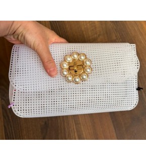 Çanta Aksesuar 22x44 cm Çanta Kanvas İncili Kilitli