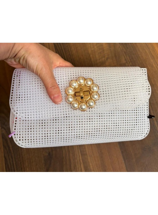 Çanta Aksesuar 22x44 cm Çanta Kanvas İncili Kilitli