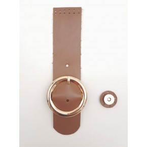 Çanta Aksesuar 23x5 cm Sütlü Kahve Renk Gerçek Deri Düz Çanta Kapağı Light Gold Metalli