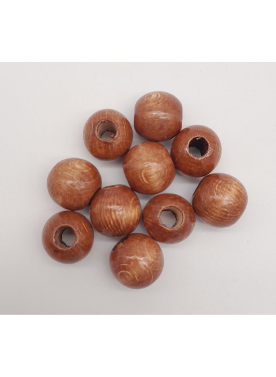 Çanta Aksesuar 24 mm Ahşap Yuvarlak Boncuk Taba Renk 10 Adet