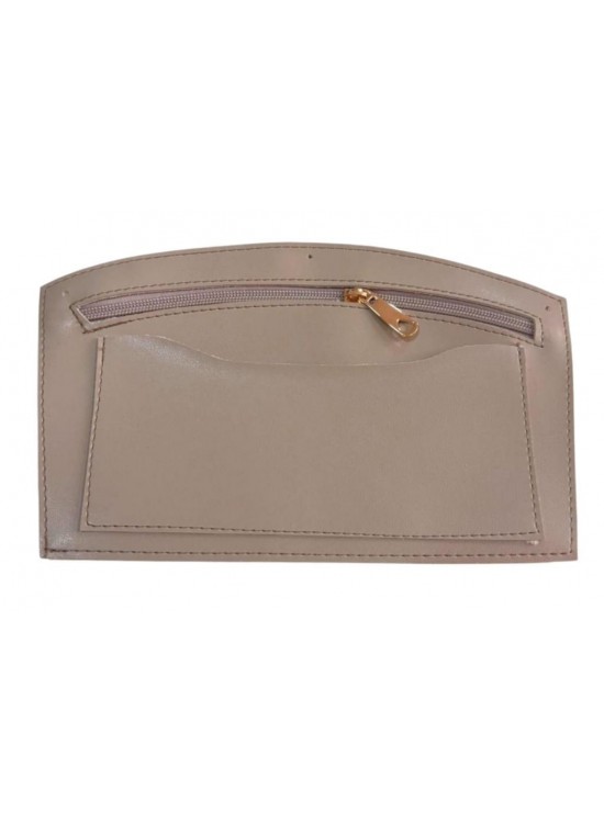 Çanta Aksesuar 24x15 cm Açık Vizon Renk Troklu Suni Deri Cep Light Gold Metalli